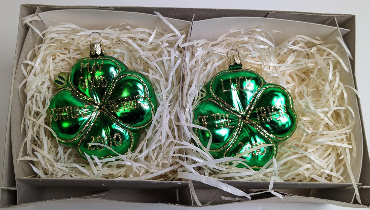 Four Leaf Clover Glass Holiday Ornaments -3.5"