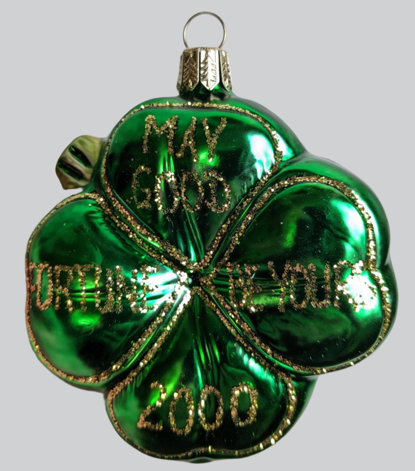 Four Leaf Clover Glass Holiday Ornaments -3.5"