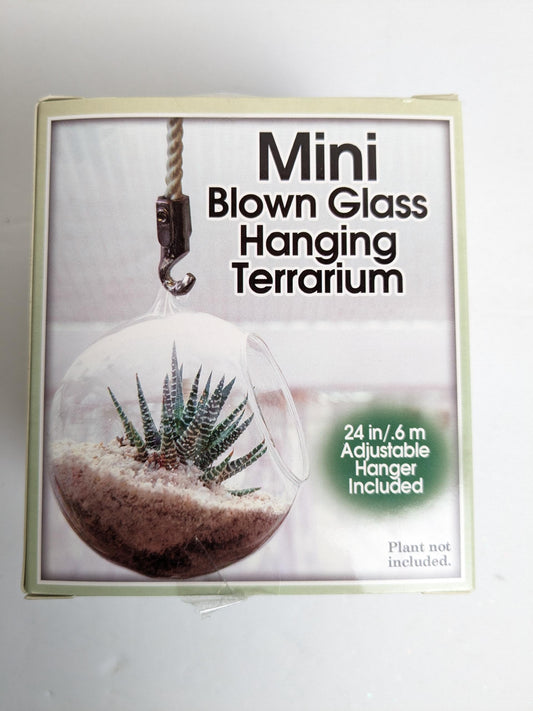 Mini Blown Glass Hanging Terrarium Planter - 4 inches