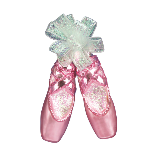 Pair Of Ballet Slippers Pink Blown Glass Tree Ornaments by Old World Christmas