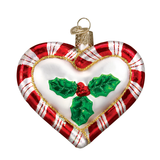 Peppermint Heart - Our First Christmas - Blown Glass Tree Ornament by Old World Christmas