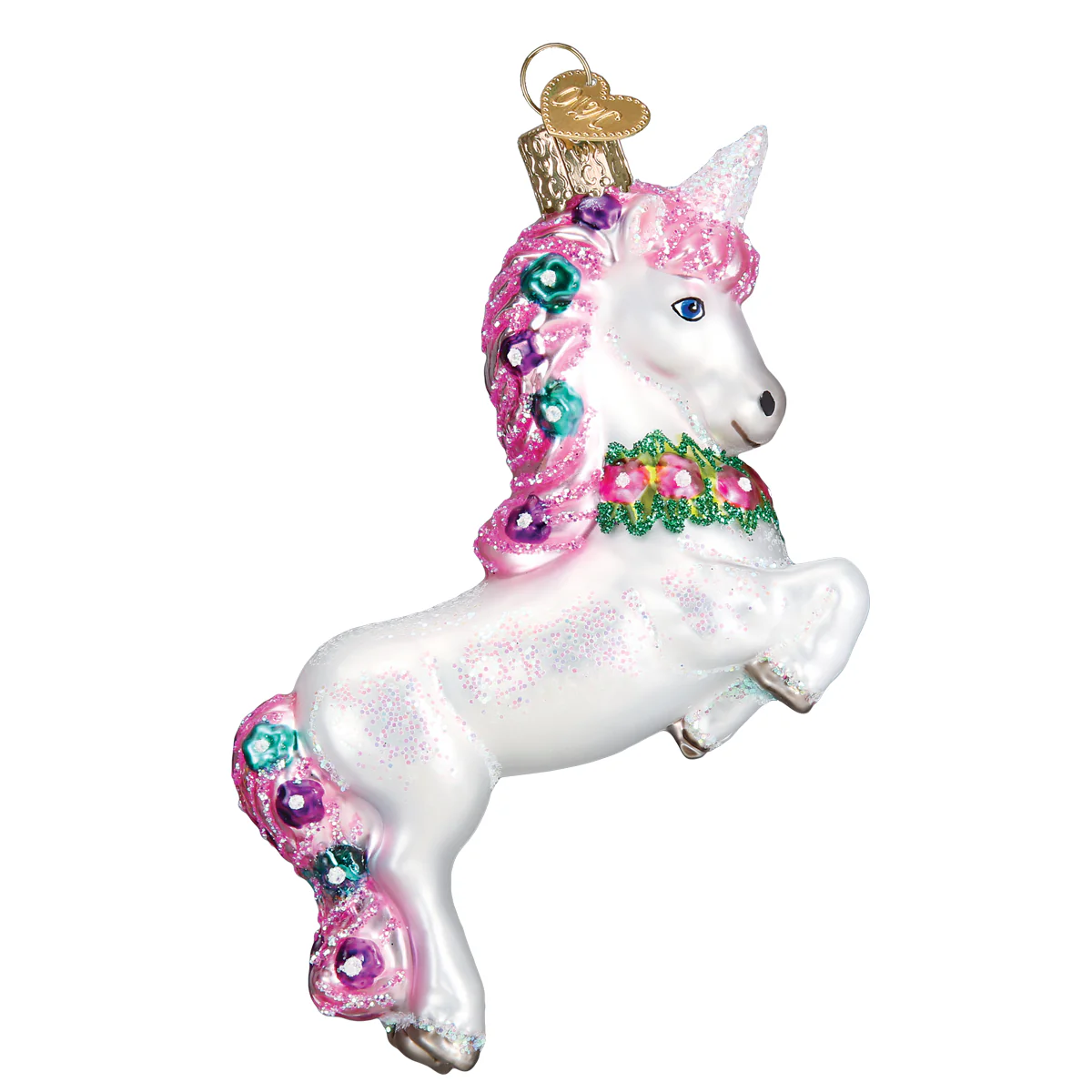 Prancing Unicorn Blown Glass Tree Ornament by Old World Christmas