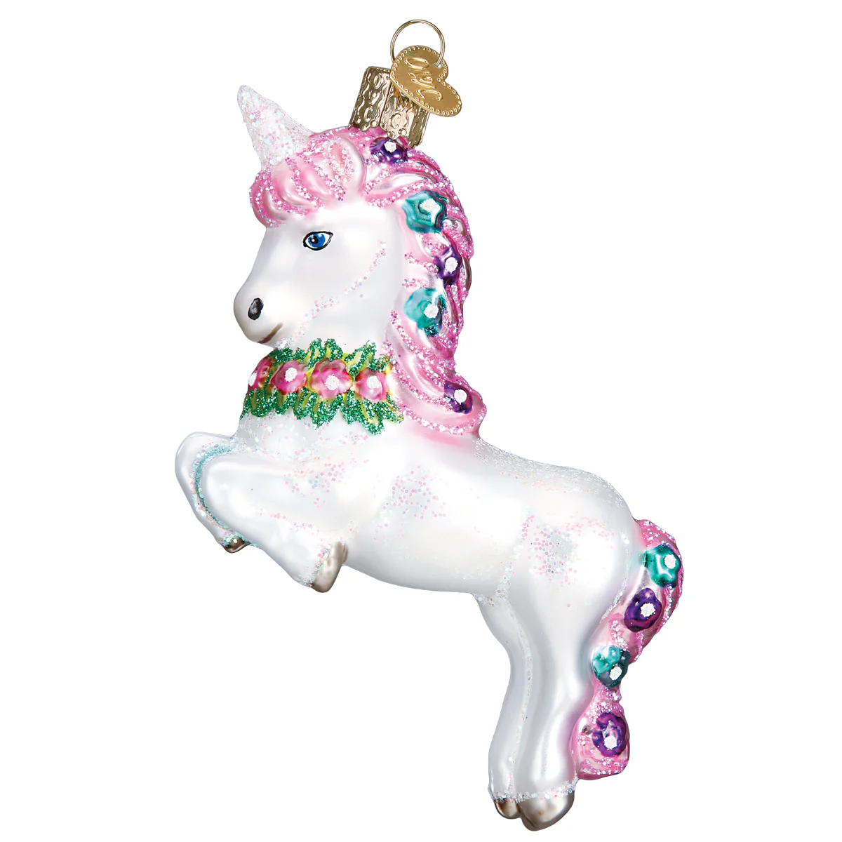Prancing Unicorn Blown Glass Tree Ornament by Old World Christmas