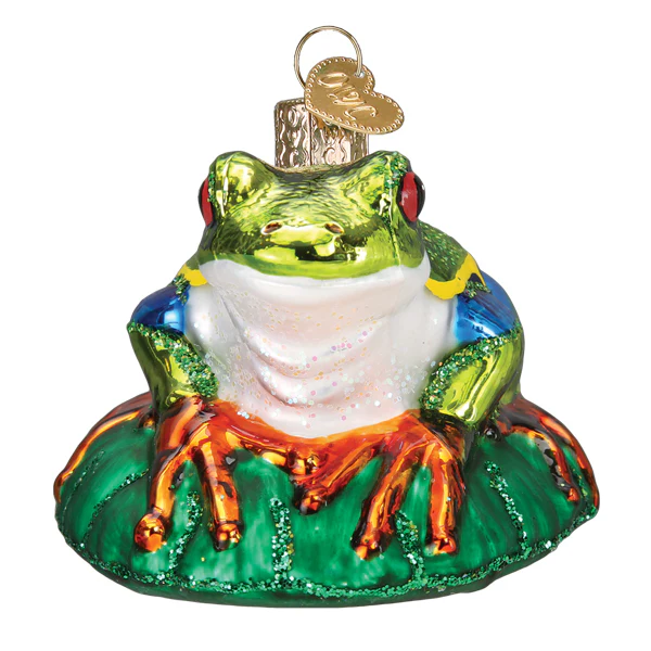Red-Eyed Tree Frog Hand Painted Blown Glass Tree Ornament by Old World Christmas