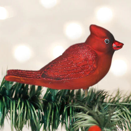 Bright Red Cardinal by Old World Christmas Blown Glass Ornament