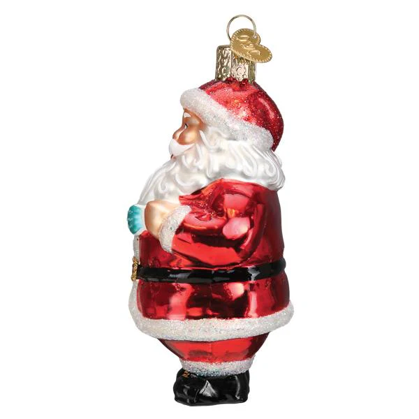 Santa Revealed - Covid Medical Mask Era - RETIRED Blown Glass Tree Ornament by Old World Christmas