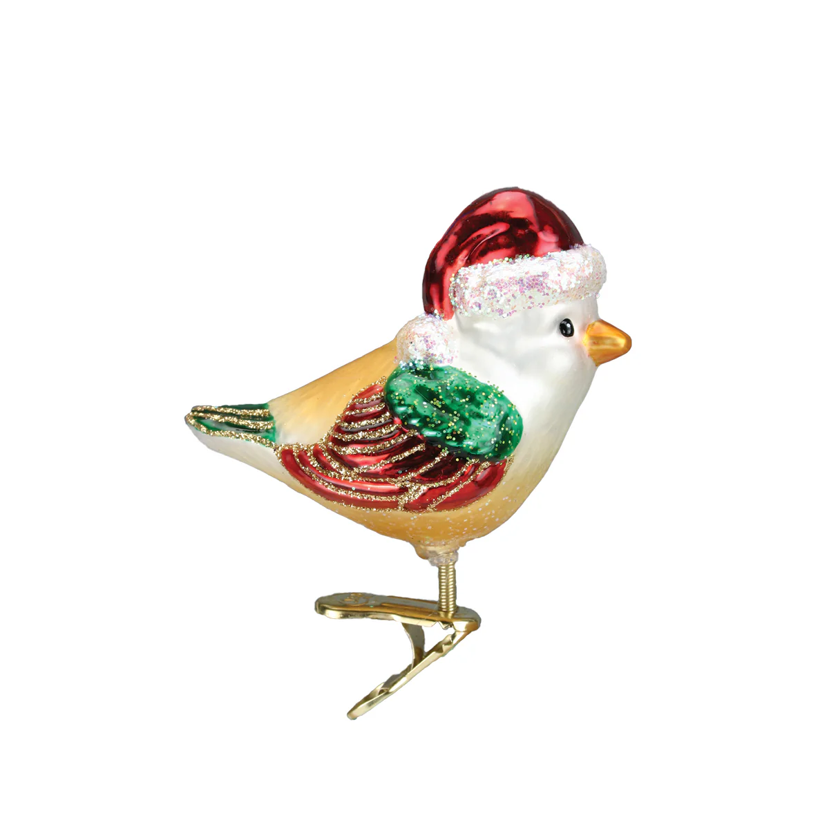 Santa Bird - Blown Glass Clip-on Tree Ornament by Old World Christmas