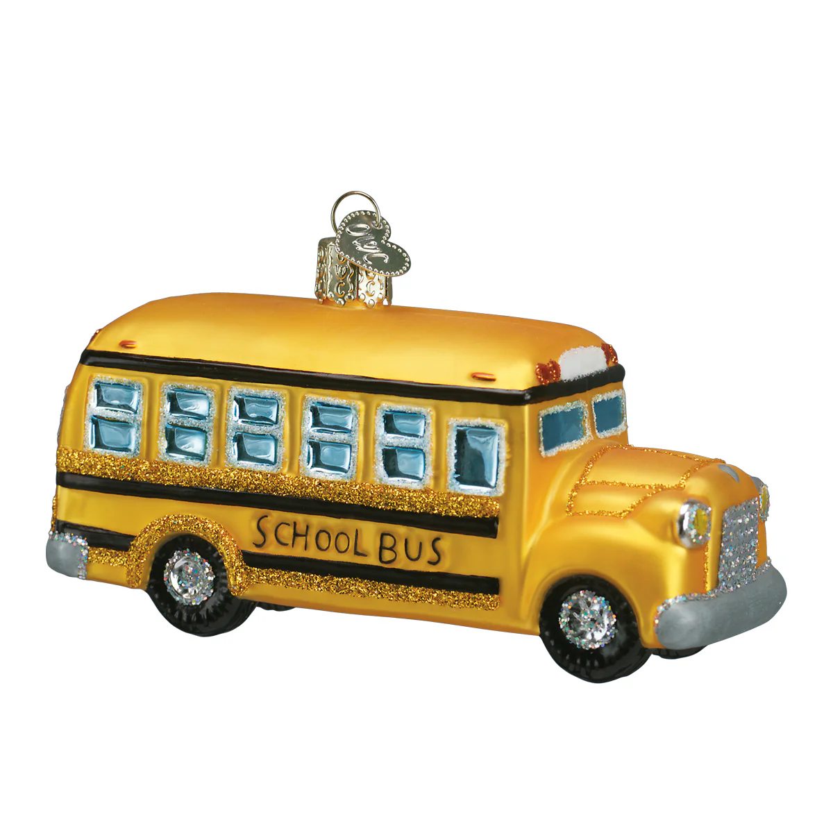 Yellow School Bus Blown Glass Tree Ornament by Old World Christmas