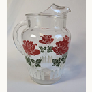 Vintage Red Rose Glass Pitcher