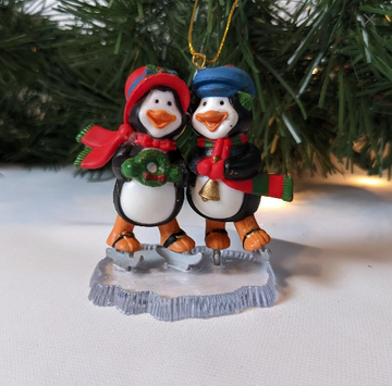 Ice Skating Penguins Ornament