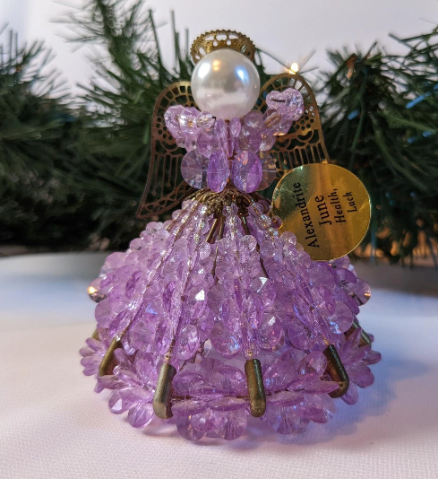 Vintage Purple Christmas Angel Ornament