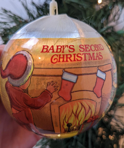 Vintage Satin 1986 Baby's Second Christmas Ornament