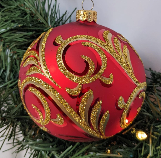 Hand Crafted Red and Gold Christmas Ornament