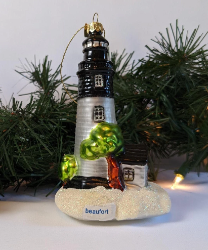 Beaufort Lighthouse Glass Ornament