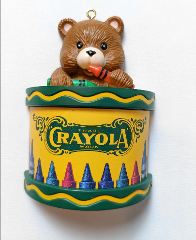 Crayola Crayon Drumming Bear Christmas Ornament