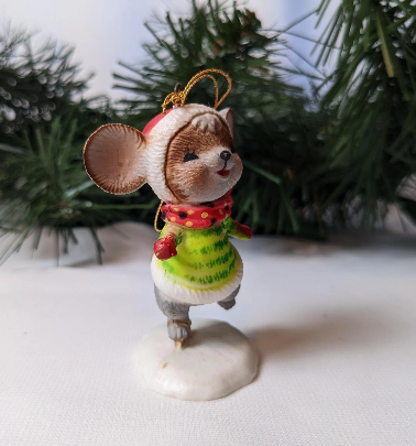 Vintage 1983 Bradford Ice Skating Mouse Ornament