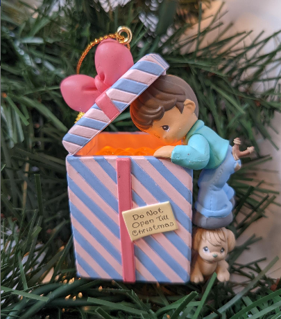 Vintage Precious Moments Brighten Up Christmas Ornament