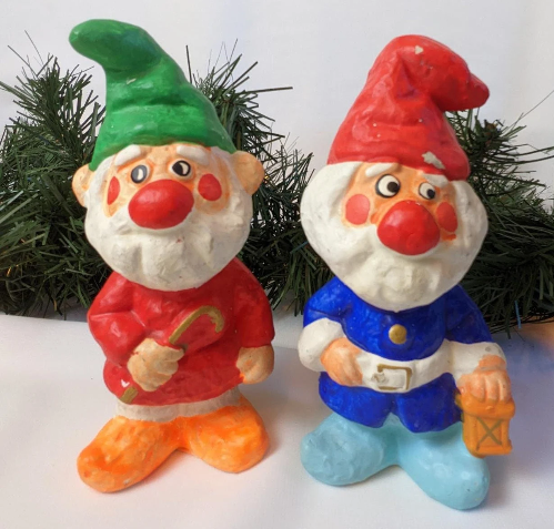 Vintage Homco Santa and Elf Papier Mache