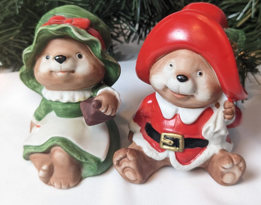 Homco Santa Bears Christmas Figurines