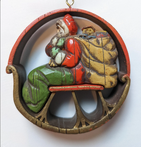 1975 Santa in Sleigh Christmas Ornament