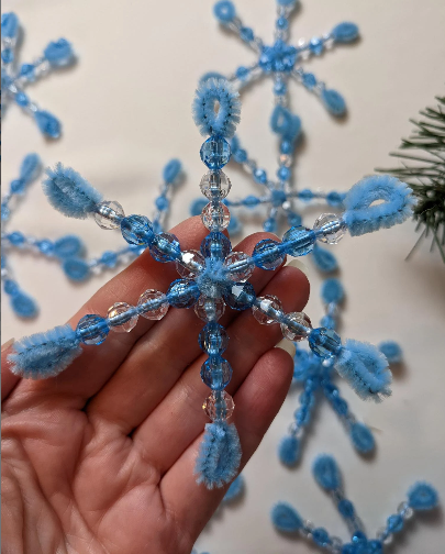 Set of 12 Beaded Snowflake Ornaments