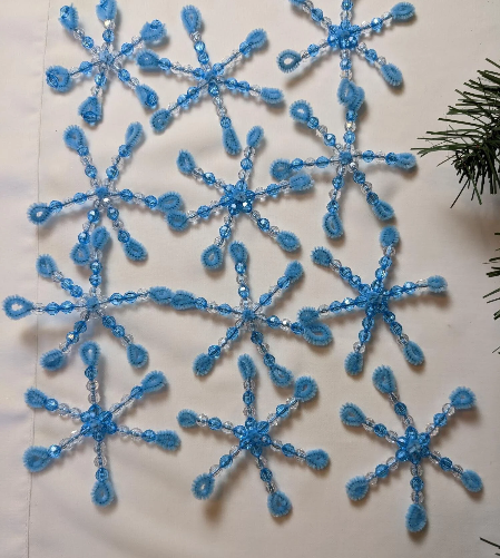 Set of 12 Beaded Snowflake Ornaments