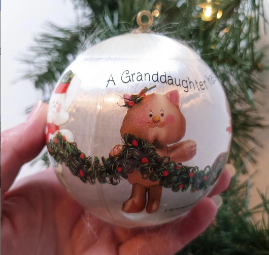 Vintage Hallmark 1982 Granddaughter Satin Ball Ornament