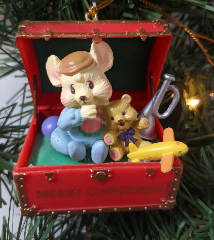 Vintage 1994 Mouse in Toy Box Ornament