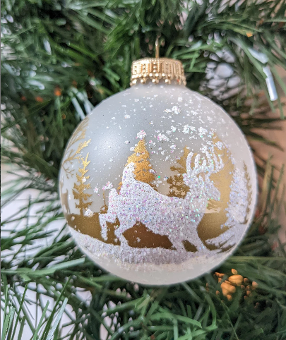 Vintage Krebs Snowy Deer Ornaments