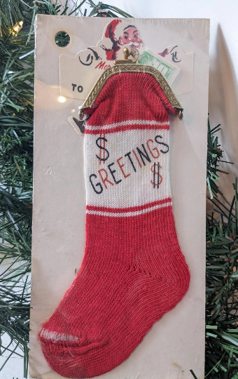 Vintage Money Gift Christmas Knit Stocking