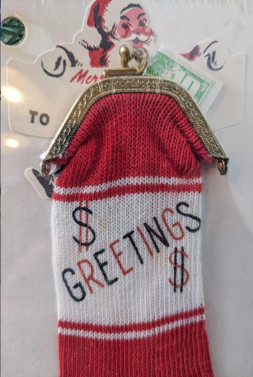 Vintage Money Gift Christmas Knit Stocking