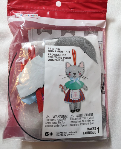 Cat Sewing Christmas Ornament Kit