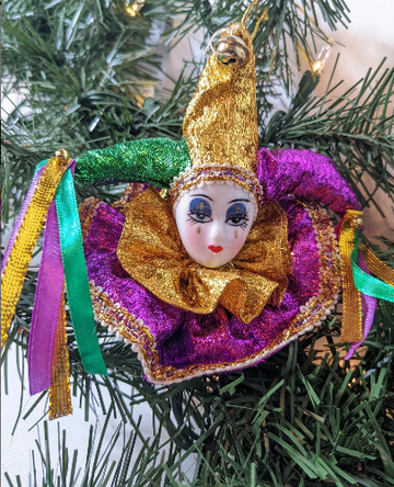 Mardi Gras Doll Head Christmas Ornament