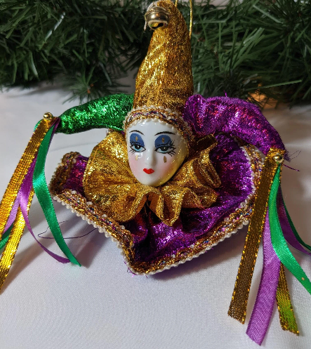 Mardi Gras Doll Head Christmas Ornament