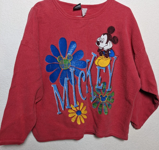 Vintage Mickey Mouse Red Long Sleeve Shirt