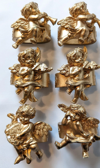 Gold Cherub Angel Christmas Napkin Rings