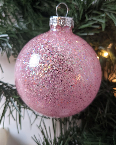 Soft Pink Glitter Christmas Ornaments