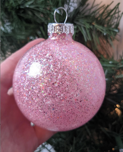 Soft Pink Glitter Christmas Ornaments