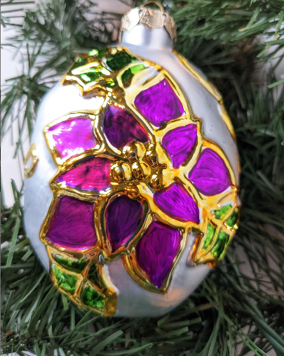 Pink and Purple Poinsettia Christmas Ornament