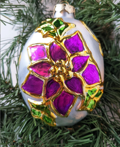 Pink and Purple Poinsettia Christmas Ornament