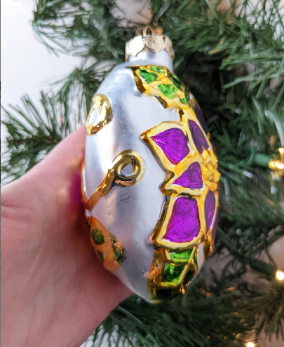 Pink and Purple Poinsettia Christmas Ornament