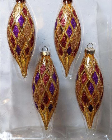 Vintage Rauch Harlequin Teardrop Ornaments