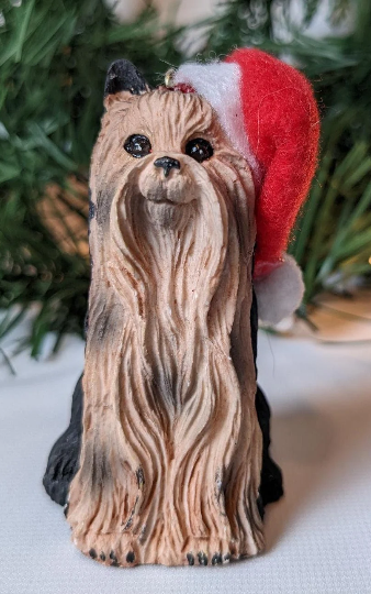 Long Haired Yorkie Christmas Ornament
