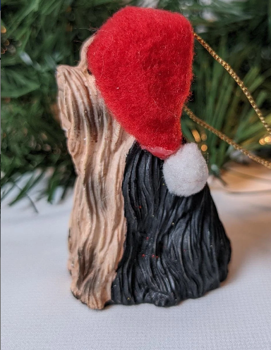 Long Haired Yorkie Christmas Ornament