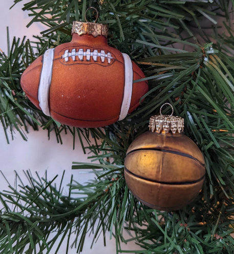 Football and Basketball Christmas Ornament