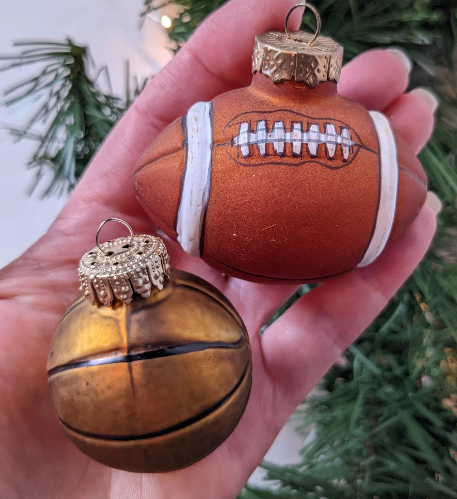 Football and Basketball Christmas Ornament