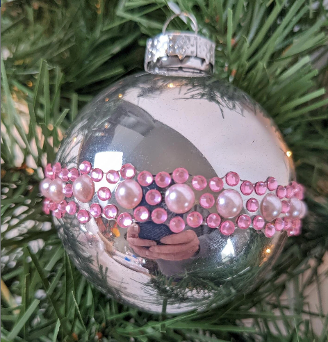 Vintage Silver and Pink Flowers Ornaments