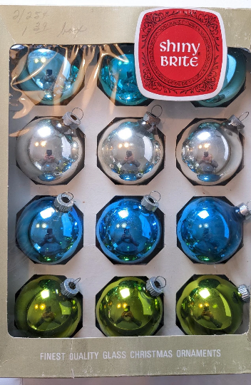 Vintage Shiny Brite Blue Ornaments