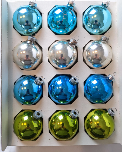 Vintage Shiny Brite Blue Ornaments