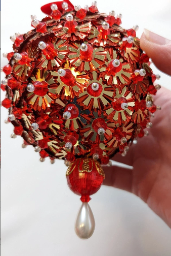 Vintage Beaded Pushpin Christmas Ornament